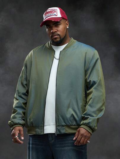 Manfinity VCAY Chaqueta de béisbol de manga larga de unicolor informal para hombres de talla grande, chaqueta ligera de uso en la calle para el otoño y el invierno, para regalos a amigos, esposo, novio