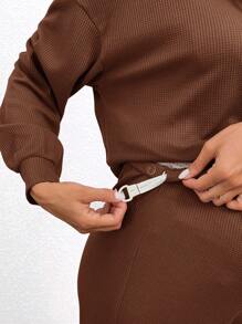 SHEIN 2pcs/Set Maternity Casual Plain Batwing Loose Long Sleeve Tops And Pants Set, Pants Set, Autumn