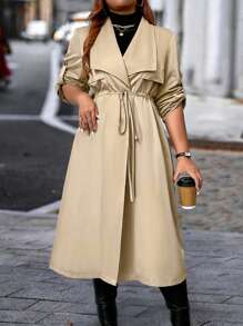 Flirla 大码百搭抽绳休闲风衣