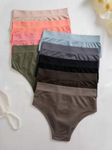9pcs Women Solid Color Casual Comfortable Panties Set - Multicolor - View 2