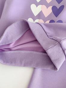 Genkimix Kids Toddler Girls Heart Print Pullover & Joggers - Mauve Purple - View 6