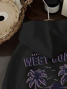 SHEIN Tween Girl Casual Thickened Long Sleeve Sweatshirt, Suitable For Autumn & Winter - Black - View 3