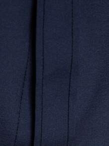 Calvornis Plain Front Button Up Long Sleeve Casual Top, Minimalist Design, For Everyday Wear, Navy Blue Dress Shirt Men, Royal Blue Dress Shirt Men, Business Casual Men Shirt, Fall - Navy Blue - View 4