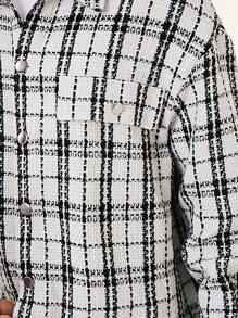 SHEIN TeenBoys 1pc Casual And Versatile Japanese And Korean Street Style Warm Lapel Denim Plaid Loose Jacket Back To School; Fall Outfits; Teen Boy Clothes; Teen Boy Jackets Autumn/Winter - Multicolor - View 6