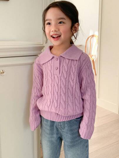 Dazy Kids 年轻女孩翻领针织毛衣