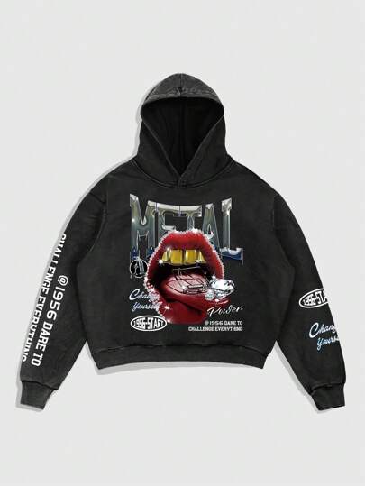 Street Life Men's Washed Vintage Street Style Hoodie