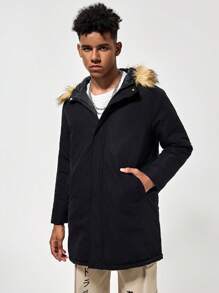 Teens/Teen Boy Casual Plaid Comfy Long Sleeve Hoodie Fleece Jacket - Black - View 6