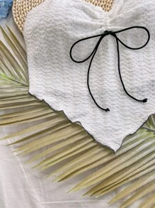 Soleia 1 pièce Débardeur blanc tricoté à encolure ras-du-cou pour femme, pour les vacances