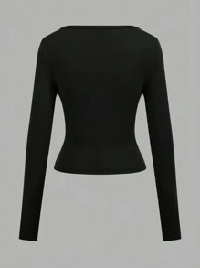 SHEIN EZwear 3 件女式圆领中长款休闲紧身基本款长袖 T 恤，适合秋冬季 - 彩色 - 查看 9