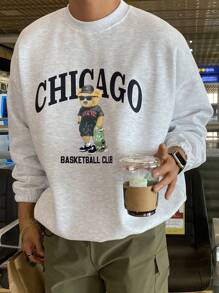 DAZY Men's Back To School Letter Print Sweatshirt,Fall Clothes - Grey - View 8