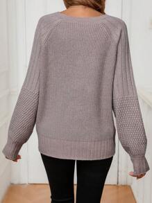 SHEIN Pregnant Women Plain Color Front Button Long Sleeve Casual Sweater, For Maternity, For Winter - Mocha Brown - View 2