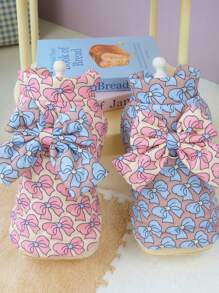 PETSIN Pink Bow Cute Padded Warm Leash Dog Coat, Suitable For Autumn/Winter