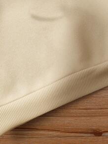 Baby Girl Funny Turkey Print Casual Thermal Lined Crew Neck Long Sleeve Sweatshirt, Suitable For Thanksgiving, Autumn/Winter - Apricot - View 8