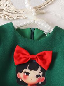 Toddler Girls 3D Mesh Tutu Princess Dress, Cute Unique Round Neck Long Sleeve - Multicolor - View 4