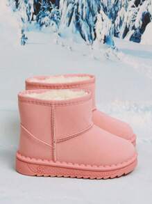 1 Pair Kids Snow Boots, Warm Plush Lining, Comfortable & Fashionable Children Shoes For Winter - Pink - View 6