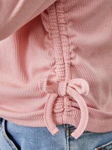 SHEIN Bộ đồ hai mảnh cho bé gái tuổi teen, gồm áo thun dài tay cổ cao in chữ, kiểu dáng bo chun, thoải mái và thanh lịch, phù hợp cho mùa thu và mùa đông. - Nhiều màu - Xem 4