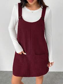 SHEIN EZwear Nuevo vestido de mujer con peto de pana para otoño