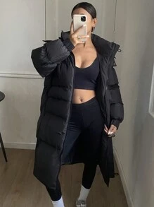 DAZY Women Casual Flap Pocket Hooded Long Padded Padded Coat, Winter ,Winter Women Clothes,Winter Coat Women
