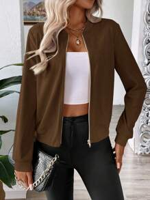 Chiquease Classic Vintage Corduroy Zip-Up Jacket - Brown - View 4