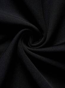 INAWLY 1pc Women's Solid Color Deep V-Neck Sleeveless Bodycon Jumpsuit - Black - View 4