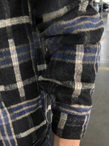 Manfinity Hypemode 男士格子纽扣连帽夹克，适合休闲户外活动，男士法兰绒夹克，男士格子夹克，男士连帽法兰绒，男士休闲夹克 - 彩色 - 查看 4