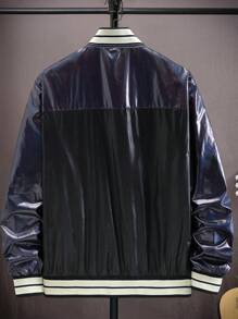 Manfinity Homme Einfarbiges, gespleißtes Sweatshirt für Herren mit langem Ärmel und Reißverschluss vorne - Schwarz - Übersicht 4
