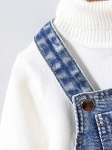 SHEIN Jupe salopette plissée en denim ample bleu bébé et bébé fille