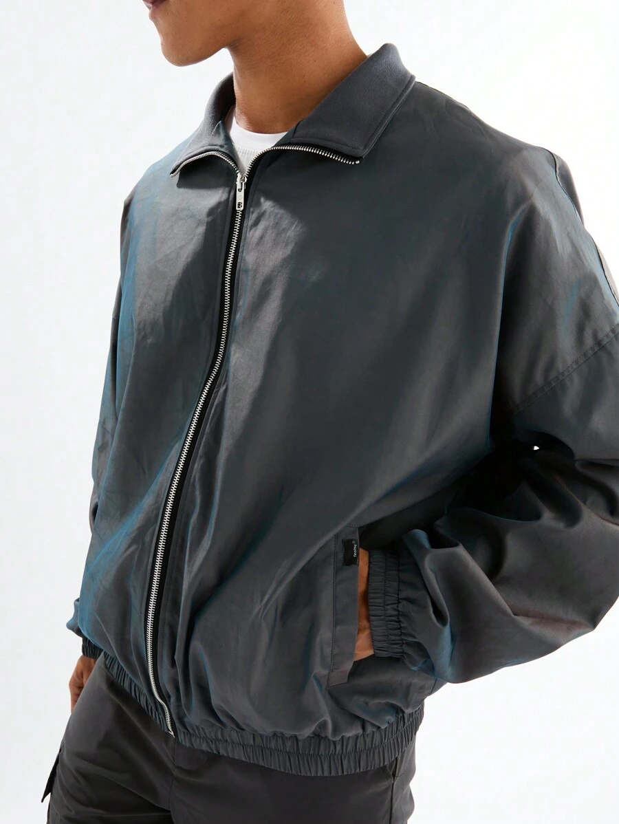 Manfinity VCAY Men's Woven Fashion Casual Slim Fit Long Sleeve Jacket, For Fall Winter - Blue - View 1