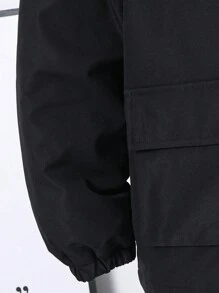 Parka con capucha de cremallera frontal, estampado de letra, estilo casual de calle para preadolescentes, unicolor grueso y cálido, adecuado para ir y venir, escuela, diario, viajes, deportes, temporadas de primavera/verano/otoño/invierno