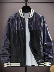 Manfinity Homme Einfarbiges, gespleißtes Sweatshirt für Herren mit langem Ärmel und Reißverschluss vorne - Schwarz - Übersicht 5