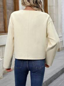 Chiquease Minimalist Women Cashmere Short Leisure Jacket, Chic Design Fall Cloth For Women