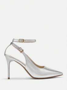 CUCCOO BIZCHIC Zapatos de tacón alto con puntera metálica y puntiaguda para mujer