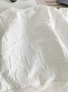 SHEIN Explorewe Young Girl Letter Patched Detail Sweatshirt & Sweatpants - White - View 5