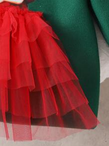 Toddler Girls 3D Mesh Tutu Princess Dress, Cute Unique Round Neck Long Sleeve - Multicolor - View 5