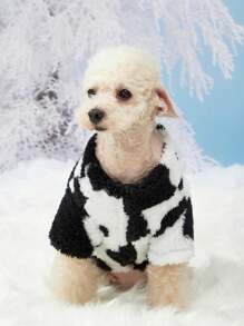 PETSIN 1 pièce Sweat-shirt mignon pour animaux de compagnie, motif vache, épais et chaud pour l'automne/l'hiver