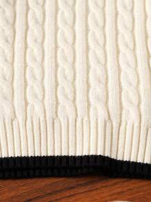 Ruffled Sweater For Baby Girls, Cute Bow Knitted Top, Soft And Comfortable, Warm Pullover For Home, Casual, Outings, Travel, And School - Beige - View 6