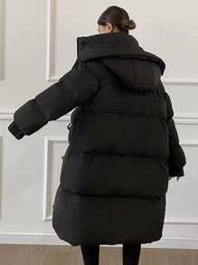 DAZY Women Casual Flap Pocket Hooded Long Padded Padded Coat, Winter ,Winter Women Clothes,Winter Coat Women