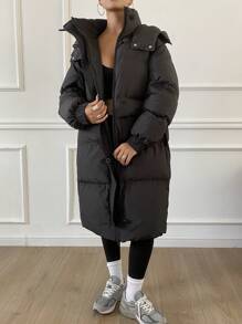 DAZY Women Casual Flap Pocket Hooded Long Padded Padded Coat, Winter ,Winter Women Clothes,Winter Coat Women