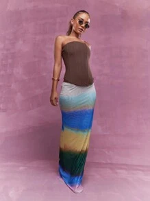 MISSGUIDED Boned Mesh Corset Bandeau Top - Brown - View 4