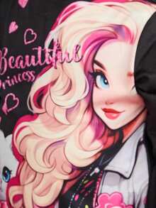 SHEIN Explorewe Baby Girls Cartoon Cat Character Digital Print Turtleneck Long Sleeve Top & Flared Pants Set, Warm And Comfortable New Fashion Essentials For Autumn/Winter