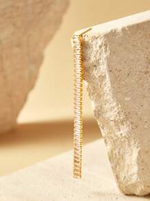 SHEIN 18k Gold Plated Cubic Zirconia Bar Drop Earrings - Gold - View 5