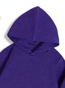 Young Girl Cartoon Rabbit Print Long Sleeve Thermal Lined Sweatshirt, Winter - Purple - View 6