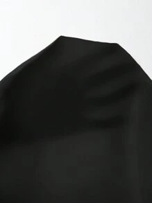 SHEIN Frenchy Women's Solid Color Single-Breasted Long Sleeve Blouse, Autumn - Black - View 6