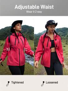 In My Nature Women Zipper Front Hooded Long Sleeve Casual Outdoor Jacket - Red - View 2