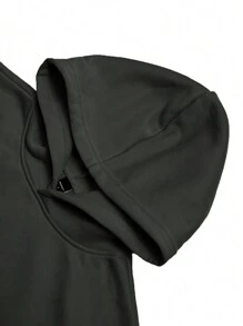 Aesthetic Post 男士休闲字母印花宽松抽绳连帽衫和运动裤套装，秋季 - 灰色 - 查看 7