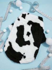 PETSIN 1 pièce Sweat-shirt mignon pour animaux de compagnie, motif vache, épais et chaud pour l'automne/l'hiver