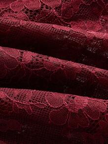 Sweetina Tie Front Lace Tube Asymmetrical Top - Rose Red - View 4