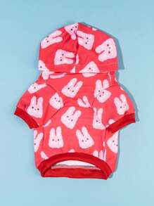 PETSIN 1pc Cute Rabbit Design Pink Pet Hoodie Sweatshirt - Multicolor - View 2