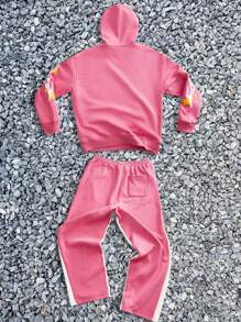 Manfinity VCAY Conjunto de sudadera holgada de punto para hombre, para otoño e invierno