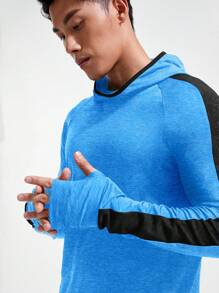 Coreblaze Sweatshirt Pria Gaya Boyfriend dengan Lengan Raglan Blok Warna, Bernapas, Kasual Olahraga, Musim Gugur - Biru - View 4
